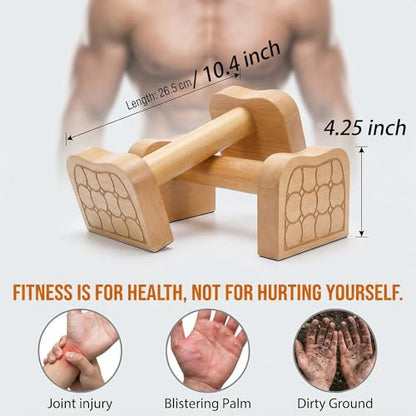 Wooden Parallettes Bars, Solid Beech Wood Push-up Stand for Calisthenics, Non-Slip Push Up Bars for Home Gym, Wrist-Friendly Push Up Handles for Handstand & Strength Training