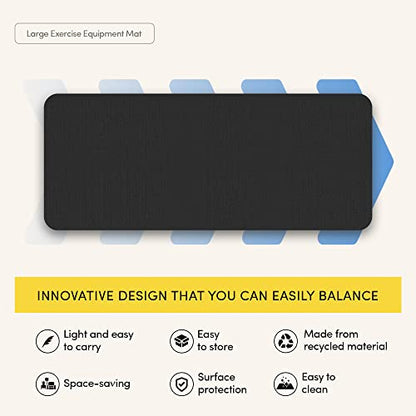 LifeSpan Fitness Exercise Large Black Equipment Mat for Under Treadmill, Rowing Machine, Elliptical, Fitness Equipment, Home Gym Floor Protection
