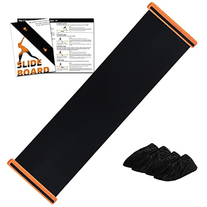Slide Board For Working Out For Beginners And Pros, 4.6’/6’ Exercise Slide Board With 2 Sets of Shoes Booties