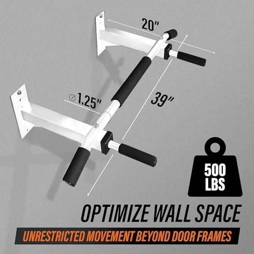 Yes4All Pull Up Bar Wall Mounted - Multifunctional Wall Mounted Pull Up Bar for Home Gym Workout Strength Training Equipment - color: C. Standard - White
