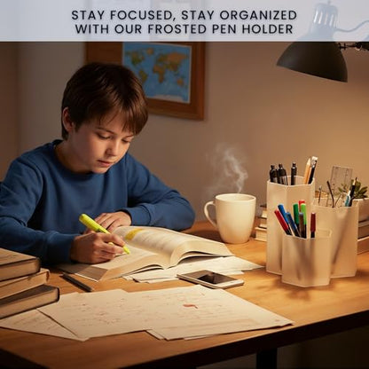 Clear Pencil Holder for Desk | 3 Compartment Organizer Desk Cute Pen Holder | Hexagonal Shape Pencil Cups for Classroom, Offices, Teacher Desks | Multipurpose Make up Organizers and Storage Accessory - style: Style F