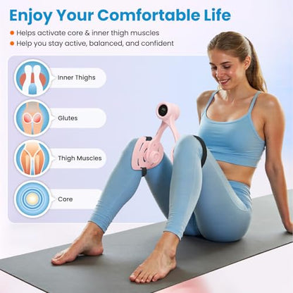 Thigh Exerciser Trainer, 360°Adjustable Pelvic Floor Muscle Exerciser with LED Display, Inner Thigh Exerciser for Women, Thigh Workout Equipment for Hip, Leg, Arm