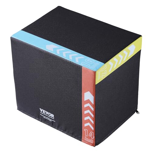 VEVOR 3 in 1 Plyometric Jump Box, Cotton Plyo Box, Platform & Jumping Agility Box, Anti-Slip Fitness Exercise Step Up Box for Home Gym Training, Conditioning Strength Training, Multiple Sizes, Black - size: 16"x14"x12"