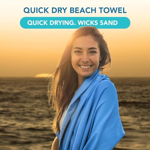 Youphoria Microfiber Travel Towel Fast Drying Lightweight - Quick Dry Towel for Camping, Beach, Backpacking, Hiking & Sport - color: Blue/Gray, style: 28" x 56" (Medium)