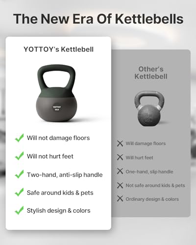 YOTTOY Soft Kettlebell, Set for Strength Training Kettlebells & Home Workouts, Soft-Sided Cushioned Base, Wide-Handle - Ideal for Men, Women, & Beginners - color: 20LB-Green