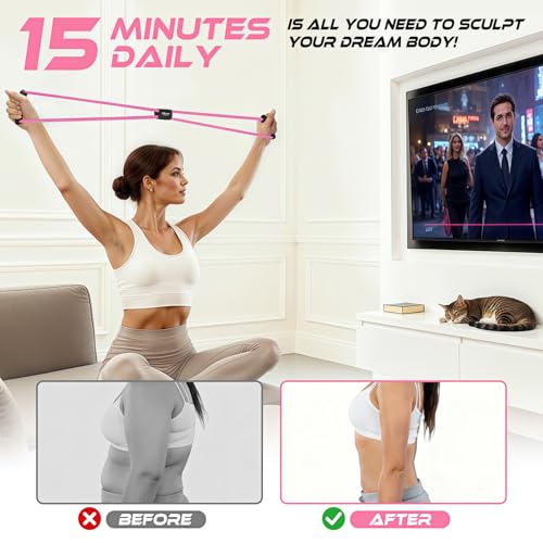 Resistance Bands, Figure 8 Resistance Band, Exercise Bands with Handles, Weights Workout Bands for Arms, Back, Shoulder, Leg, Physical Therapy, Pilates, Home Workout Equipment That Replace Dumbbells - color: 1-Pink