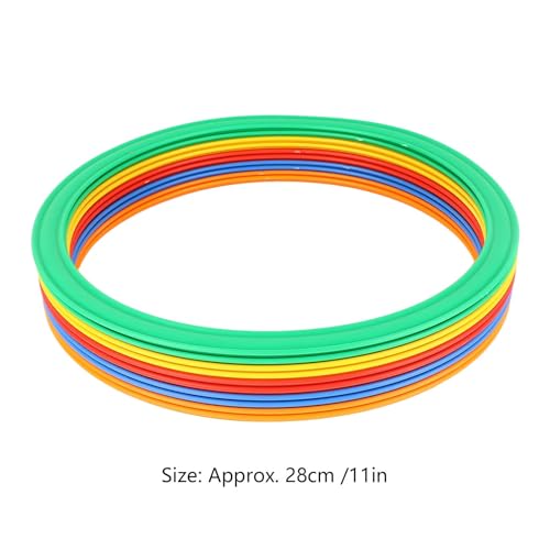 Hopscotch Rings, 10PCS Plastic Round Hoops with 10 Connectors for Toddlers Gross Motor Skills, 11 Inch Indoor Outdoor Agility Rings for Kids Playground Obstacle Course