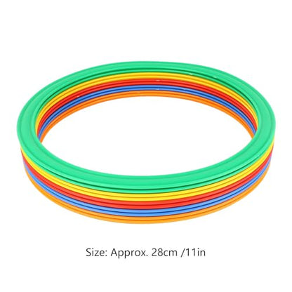 Hopscotch Rings, 10PCS Plastic Round Hoops with 10 Connectors for Toddlers Gross Motor Skills, 11 Inch Indoor Outdoor Agility Rings for Kids Playground Obstacle Course