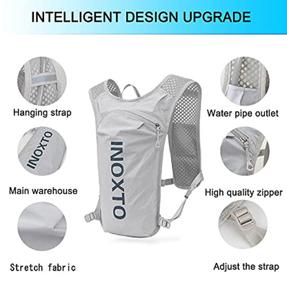 INOXTO Running Hydration Vest Backpack,Lightweight Insulated Pack with 1.5L Water Bladder Bag Daypack for Hiking Trail Running Cycling Race Marathon for Women Men