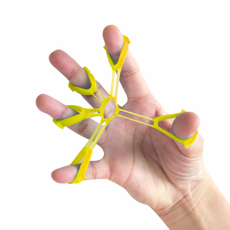 Hand Exerciser Ball and Finger Stretcher, Hand Grip Strengthener Trainer, Squeeze Balls, Wrist Pain Relief (Yellow)