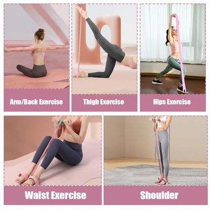 Upgrade 6-Tubes Pedal Resistance Band with Handle, Elastic Pull Rope Fitness with 8 Shaped Resistance Band, Multifunction Tension Rope for Abdomen Waist Arm Leg Training, Home Gym Exercise Equipment