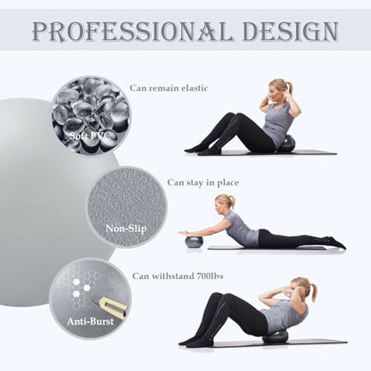 PL-0003 Soft Exercise Ball, Anti-Burst Yoga Ball Chair Supports 2200lbs PL-0003 - color: Gray