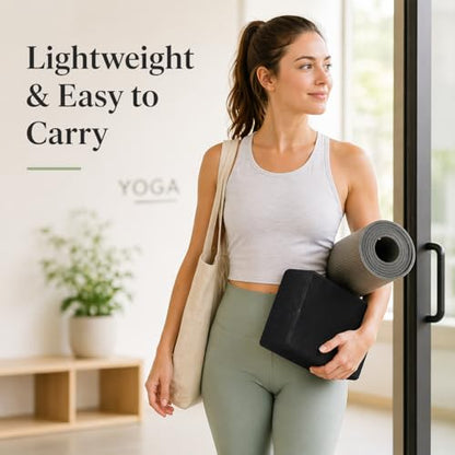 High Density EVA Foam Yoga Block Support and Stability for Stretching, Workout, Pilates at Home and Gym - color: Black