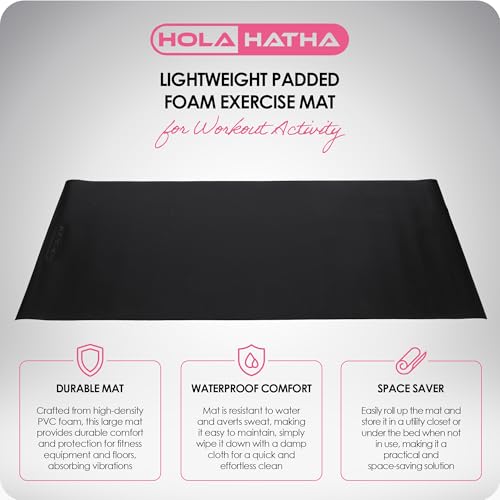 Lightweight Padded Exercise Yoga Mat, Non Slip Thick Foam Foldable Pad for Stretching and Workout Activity, 79 x 35.5" Medium, Grey