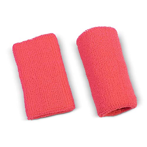 Sweat Bands for Wrists, Sports Wristbands for Men & Women, Athletic Hand Bands for Tennis, Gymnastics, Basketball, Volleyball, Baseball, Football or Gym Sport, 2-pc Cotton Arm Sweatbands 4.5" - color: Hot Pink, size: 4.5 inch