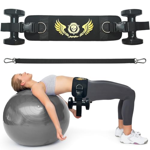 Jupiter 2-in-1 Hip Thrust Belt for Women & Men – Heavy Duty Glute Workout Equipment for Dumbbell, Kettlebell & Plate Exercises – Supports 300 lbs – Weighted Dip Belt for Home & Gym Workouts - color: Golden