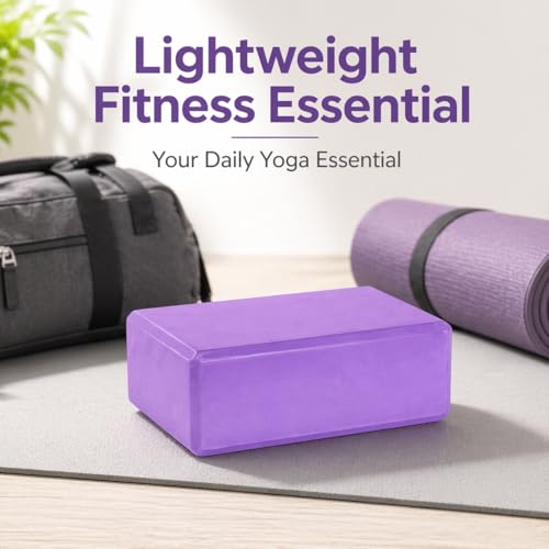 High Density EVA Foam Yoga Block Support and Stability for Stretching, Workout, Pilates at Home and Gym - color: Purple