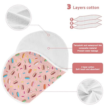 Cakes and Sprinkles Muslin Burp Cloths 4 Pack - Extra Large 22"x11", 4-Layer Soft Absorbent Cotton, Waterproof Backing, Baby Drool Rags for Newborn