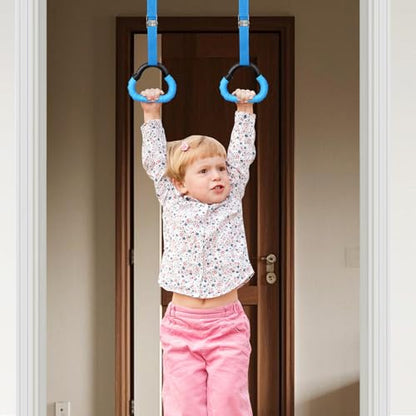 Homoyoyo Gymnastics Rings Set 2 Pairs with Adjustable Straps, Blue and Red Gym Rings for ’s Physical Coordination and Strength Training, Home Fitness Equipment for Boys