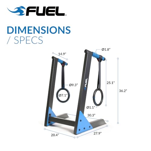 Fuel Pureformance Dip Station | Bodyweight Training | Multiple Options - color: Black/Blue - Deluxe Dip Station w/O-Rings