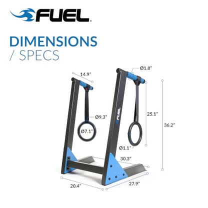 Fuel Pureformance Dip Station | Bodyweight Training | Multiple Options - color: Black/Blue - Deluxe Dip Station w/O-Rings