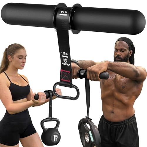 FitBeast Forearm Strengthener & Forearm Exerciser, Wrist Roller with Thicker Handle, Forearm Strength Trainer with Adjustable Strap - Ideal for Grip Strength, Muscle Building, Rehabilitation - color: Black