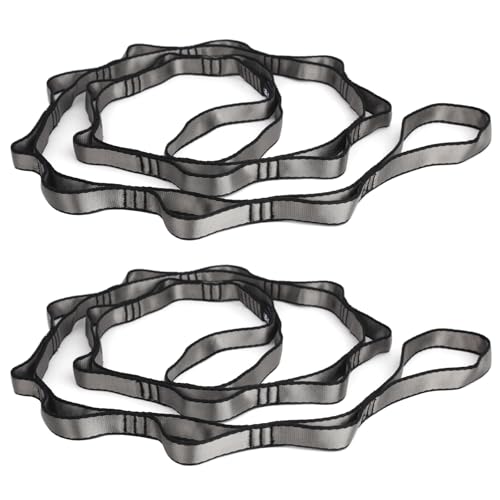2PCS 5.9ft Long Nylon Daisy Chain Straps for Aerial Yoga Hammock Swing Adjustable Aerial Silk Extender Hanging Rope for Aerial Yoga Belts 180cm - color: Grey