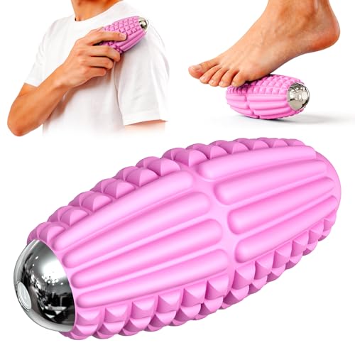 Mini Massage Ball 4 Speeds Vibrating Massage Roller Ball for Foot,Leg,Palm,Hand,Neck,Back,Trigger Point Portable Muscle Plantar Fasciitis Relief Relaxation for Athletes & Office Workers (Pink) - color: Pink