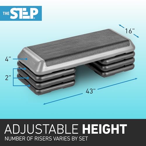 The Step Freestyle Grey Aerobic Platform, Health Club Size Steppers for Exercise