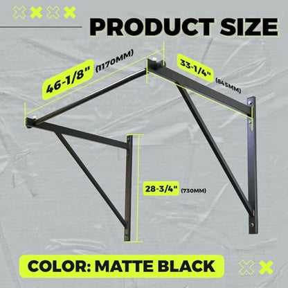 ECOTRIC 46'' Wall Mounted Pull Up Bar Chin up Bar Doorway Exercise Bar Upper Body Gym Workout Bar Heavy Duty Training Fitness Home Heavy Duty 500lbs