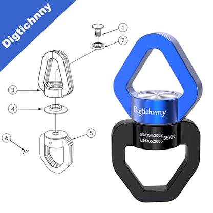 2 Pack Swing Swivel Heavy Duty, Spinning Swing Swivels,35KN Capacity,for Aerial Silk,Rock Climing Swivel, Children's Swings,Black Blue - style: Black Blue-2 Pack