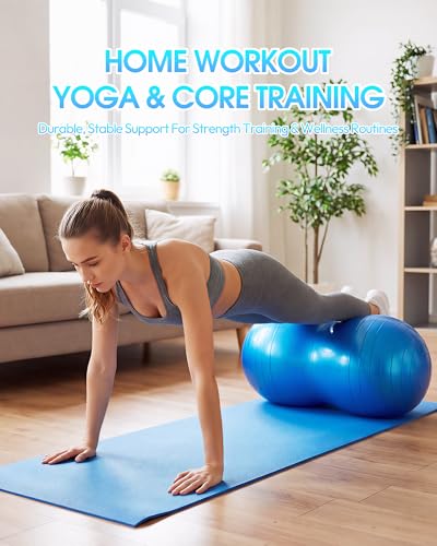 Premium Peanut Ball - 100x50cm Anti-Burst Exercise Ball for Physical Therapy, Pregnancy Labor & Home Fitness Sensory| Non-Slip Design | Quick-Inflate Pump Included - color: blue