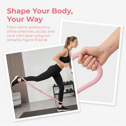 Figure 8 Resistance Bands with Handles, 2 Pack 15/25 LB Silicone Exercise Bands for Arms, Shoulders, Back & Legs, Stretch Bands for Women Men, Pilates Yoga Home Workout - color: PINK