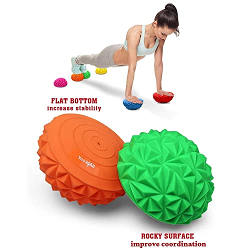 Yes4All Hedgehog Balance Pods for Exercise, Core Body Balancing, Balance Pods for Youth & Adults with Hand Pump - Set of 5