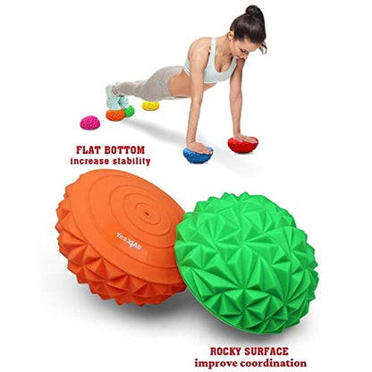 Yes4All Hedgehog Balance Pods for Exercise, Core Body Balancing, Balance Pods for Youth & Adults with Hand Pump - Set of 5