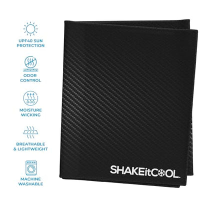 Extended Size Cooling Towel – Be Cool in Style - Heat Relief, Soft, Lightweight, Sun Protection, Easy Clean - Perfect for Biking, Hiking, Running, Yoga, Golf, Gardening - Carbon Fiber M - color: Carbon Fiber