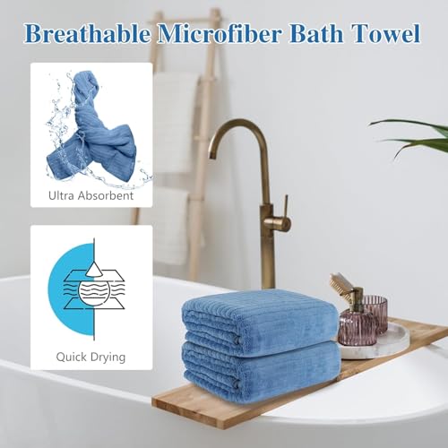 Microfiber Bath Towel 35x70in - Ultra Soft Quick Dry, Lightweight for Gym, Spa, Travel | Hotel Grade & Multi-Use| Single Pack - color: Blue, size: 35*70 Inches