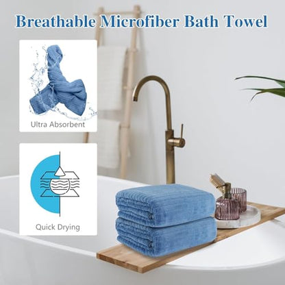 Microfiber Bath Towel 35x70in - Ultra Soft Quick Dry, Lightweight for Gym, Spa, Travel | Hotel Grade & Multi-Use| Single Pack - color: Blue, size: 35*70 Inches