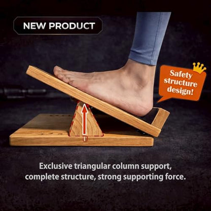 Family-Safe Non-Slip Solid Wooden Slant Board | Professional Incline Board for Seniors' Rehab, Kids' Balance & Calf Stretching