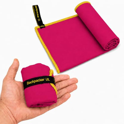 Backpacking Ultralight Quick Dry Microfiber Soft Fast Drying Hand and Face Towel Wash Cloth Camping Yoga Hiking Active Lifestyle Small (Magenta, Small)