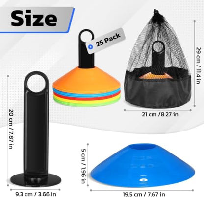 GHB Soccer Cones 25/50/100 Pack Disc Soccer Sport Cones - color: 25Pcs Multicolor