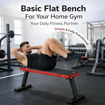 Happlee Flat Weight Bench for Home Gym Foldable Workout Bench for Dumbbell Exercise 618 lb Capacity Strength Training Bench Compact Bench Press Equipment for Small Space Apartment Garage Gym Black