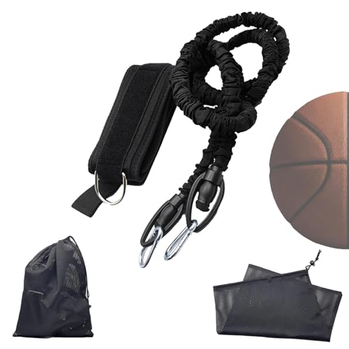 Zone Defense Resistance Bands Training Kit - Basketball Defense Bands for Agility, Team Training and Athletic Training, Unisex, 6.5 FT-15 FT Adjustable (Black, Nylon), 1 Set