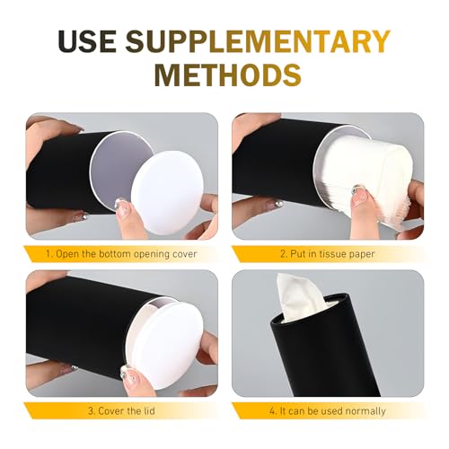 4 PCS Car Tissue Holder, Car Cup Holder Facial Tissues, Convenient Cylindrical Automotive Tissue Box, Universal for Most Cars (White) - color: White