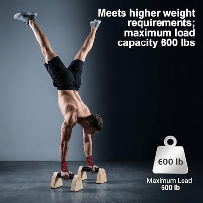 Wooden Push Up Bars, Parallettes Bars for Calisthenics Strength Training, Non-Slip Base Exercise Home Outdoor Calisthenics Equipment for Men