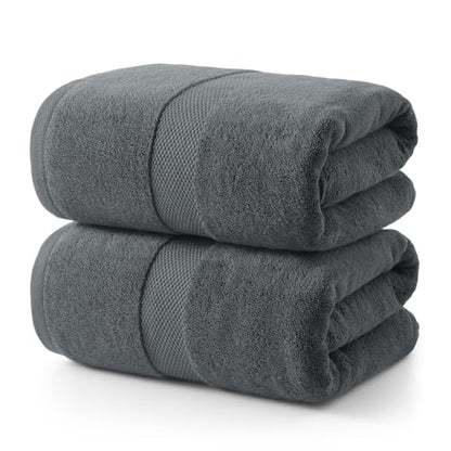 ecolook 2 Pack 100% Cotton Bath Towels, 28 x 55 Inches, Soft | Lightweight, Highly Absorbent & Quick Dry Body Towels for Bathroom, Shower, Gym & Daily Use, Dark Gray - color: Dark Gray