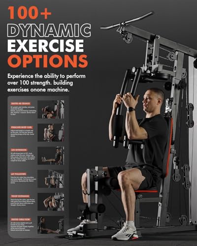 Mikolo Home Gym, Workout Station with 150LBS Weight Stack, Multifunctional Home Gym Equipment, Exercise Equipment for Full Body Strength Training - style: Mikolo Multifunctional Home Gym ProStation