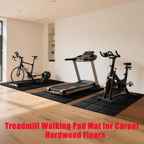 Treadmill Mat 79" x 39", for Under Treadmill, Walking Pad & Exercise Bike on Carpet & Hardwood Floors, Non-Slip Stripe Design, Waterproof Floor Protector, Noise & Shock Absorbing - size: 79"L x 39"W x 0.1"Th