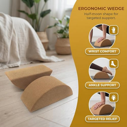 VOSAREA Cork Yoga Block - High Density Natural Support for Pilates, Hot Yoga & Meditation - Non Slip Pilates Bricks for Balance, Stretching & Strength - Durable Fitness Prop for Beginners & Pros