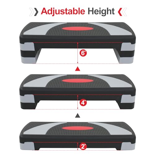 LEMY Adjustable Workout Aerobic Stepper, Exercise Step Platform for Home, Fitness, Gym, Strength Training - color: Black/Gray